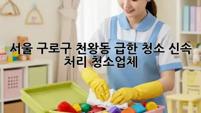 서울 구로구 천왕동 급한 청소? 신속 처리 청소업체!